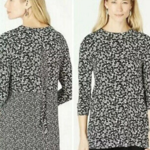 J Jill Wearever Multi Print Cape Back Tunic - Picture 2 of 14